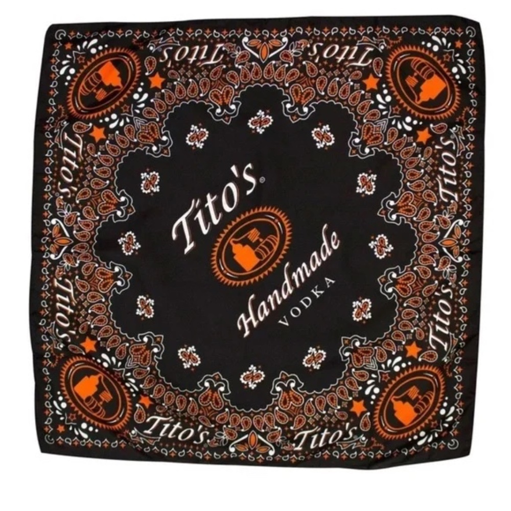 Tito's Handmade Vodka Handkercheif bandana black and orange  NEW
